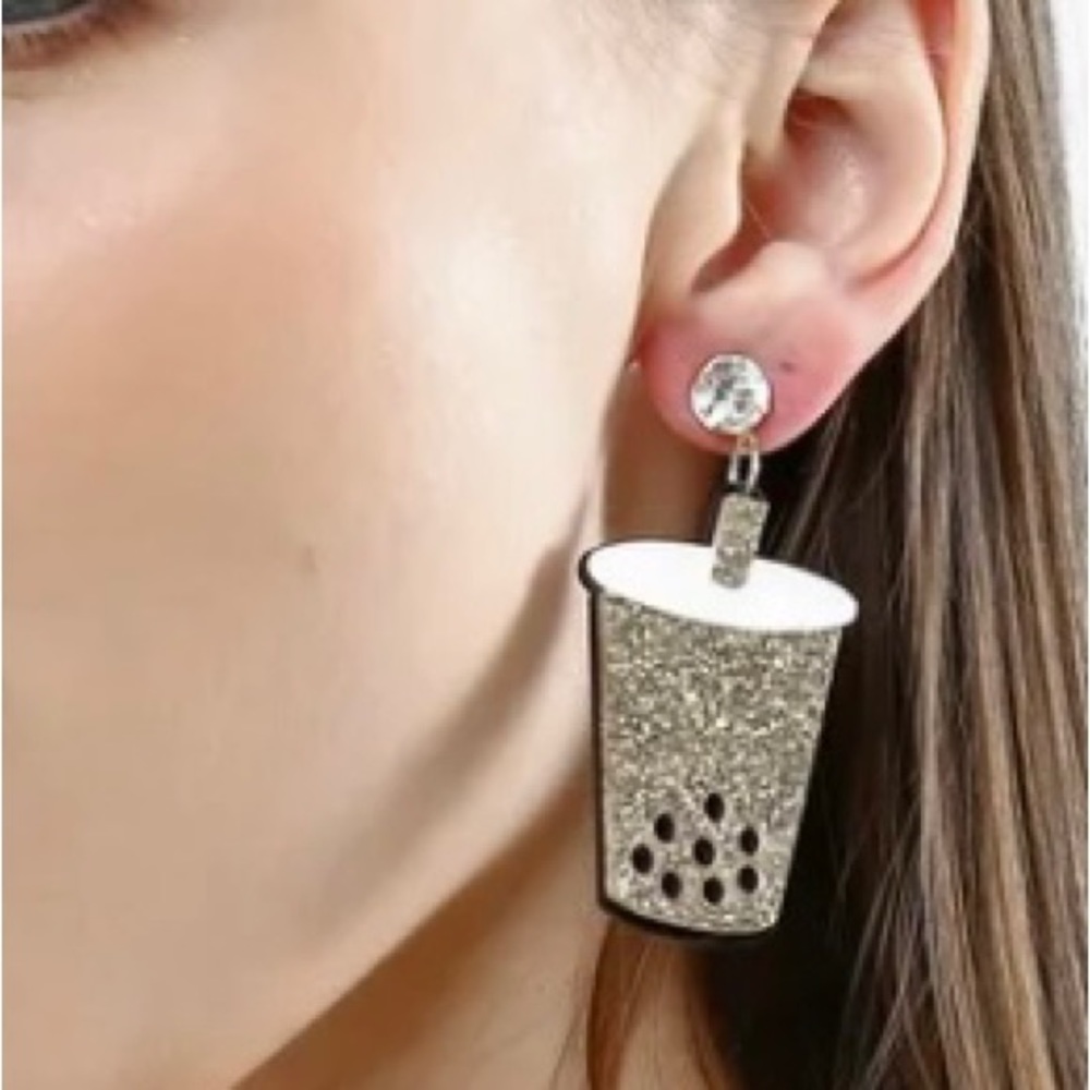 Bubble Tea Boba Milk Tea Earrings NEW!